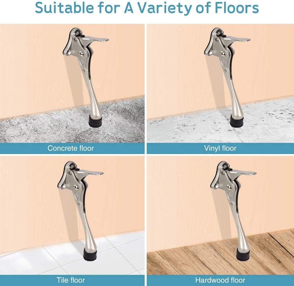 Door Stopper, One-Touch semi-Automatic Metal Door Stopper, with Non-Slip Rubber Tip for Wood, Concrete, Tiled, and Carpeted Floors (6inch x 1pack, Dark Grey)