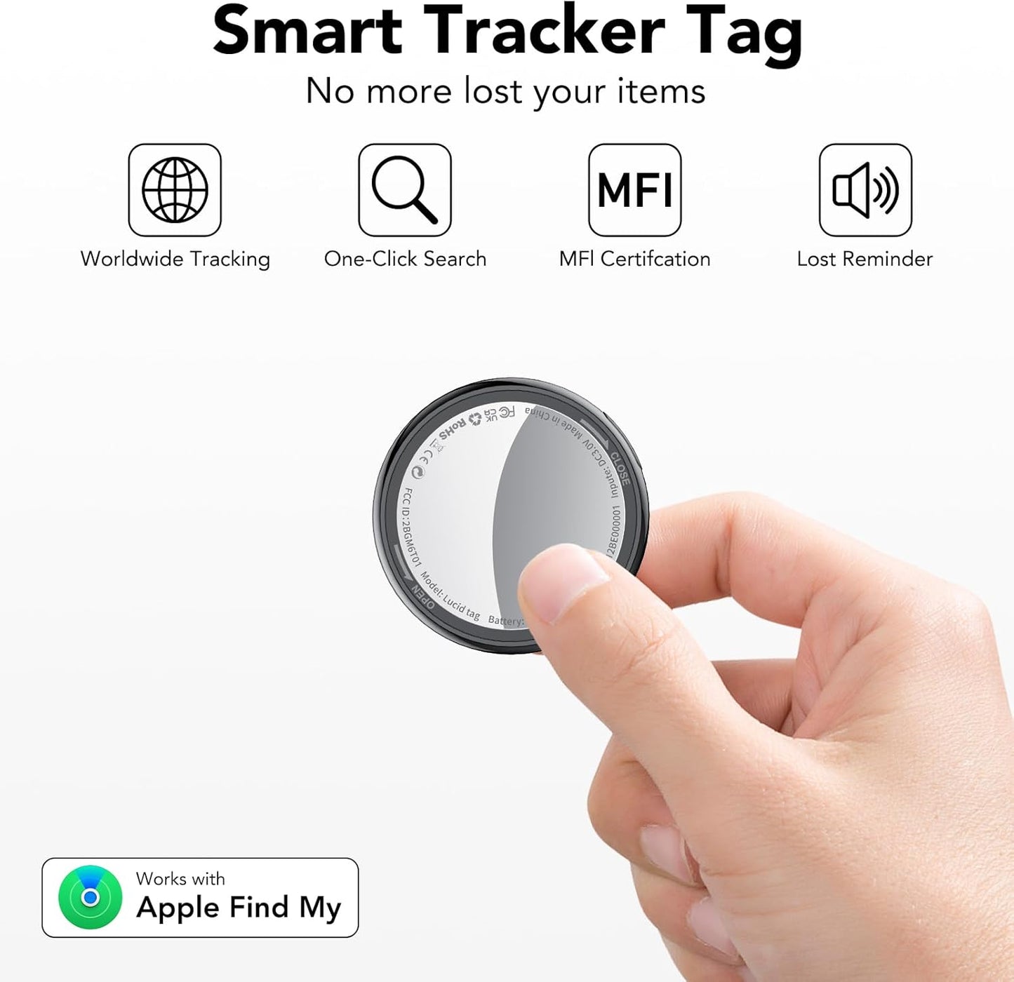 2025 New [Apple MFi Certified] (iOS Only) Air Tracker Tags-3 Pack, Bluetooth Tracker for Apple Find My, Replaceable Battery, Key Finder and Item Locator Smart Tag for Keys, Bags, Luggage, Pets, Black