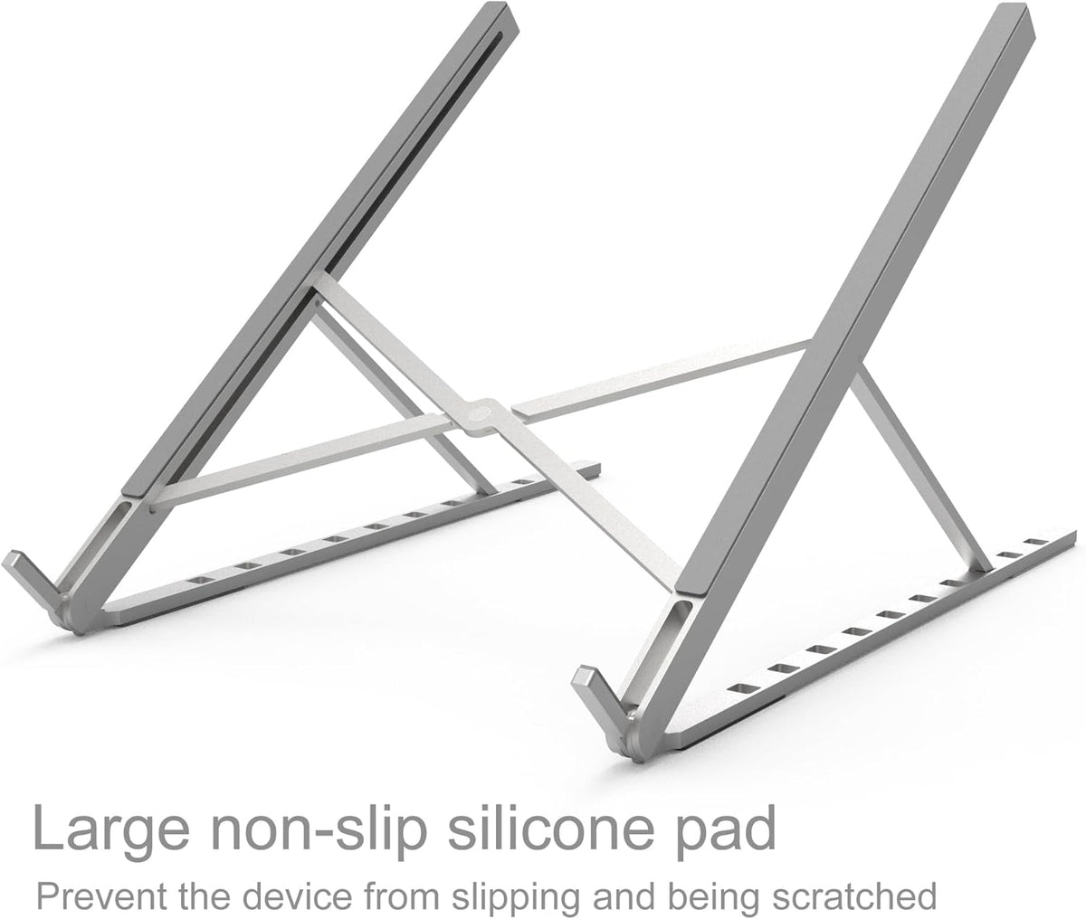 Aluminum Laptop Stand for Desk, Foldable Ventilated Cooling Notebook Stand, Adjustable Portable Laptop Holder, Compatible with 11" - 17.3" MacBook Pro Air, HP and Other laptops（Silver）