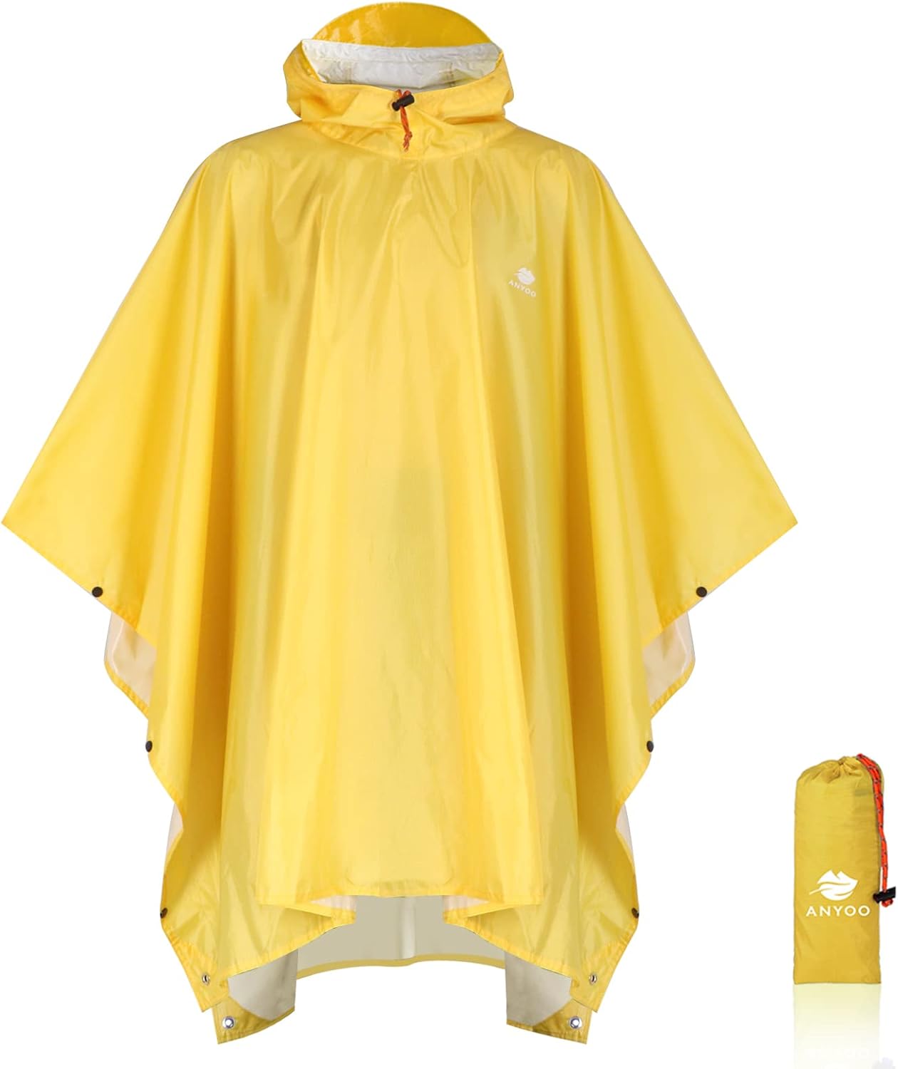 ANYOO Hooded Rain Poncho for Adults Waterproof Lightweight Rain Coat for Men Women Reusable Rain Jacket for Emergency Outdoor