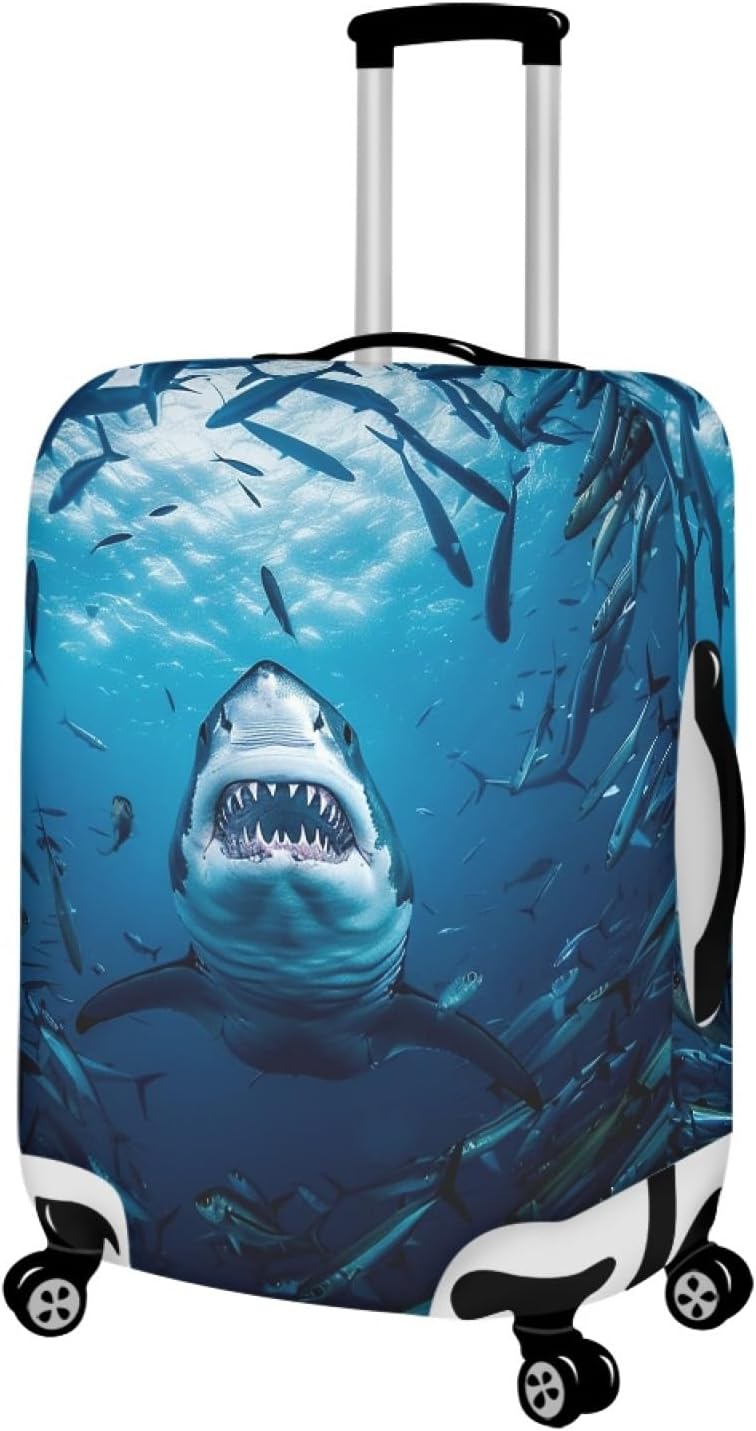 Seadworld Shark Luggage Cover 22-25 Inch High Elastic Thickened Travel Suitcase Covers Blue