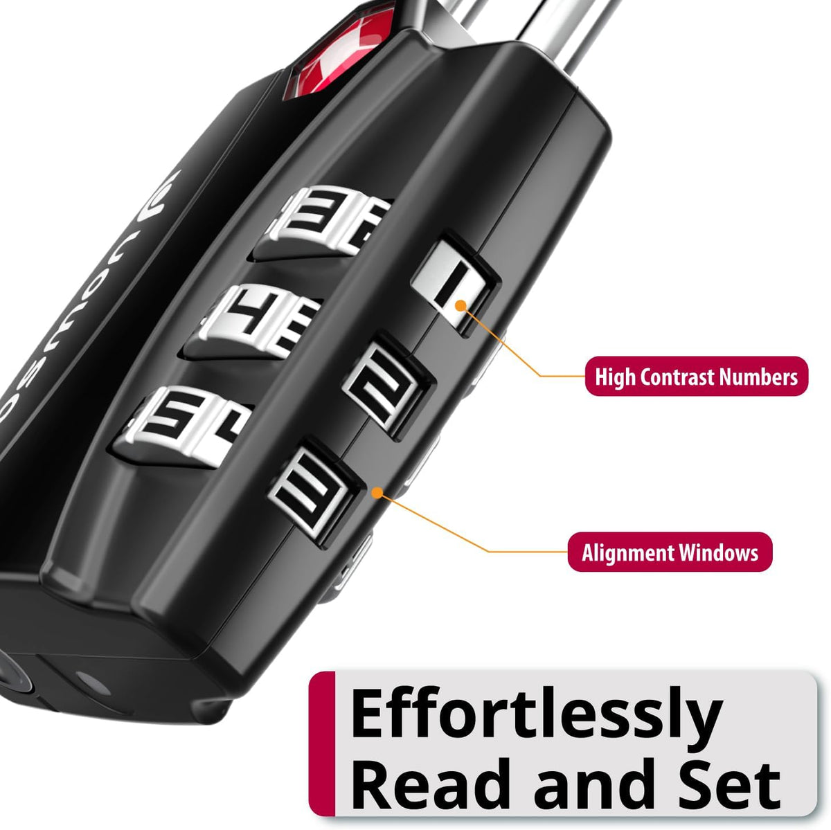 Fosmon TSA Approved Locks for Luggage. Suitcase Locks with Open Alert Indicator, 3 Digit Combination Padlock with Alloy Body for Travel, Backpack Zipper Anti Theft, Locker, Gym, Gun Case, Tent- 2 Pack