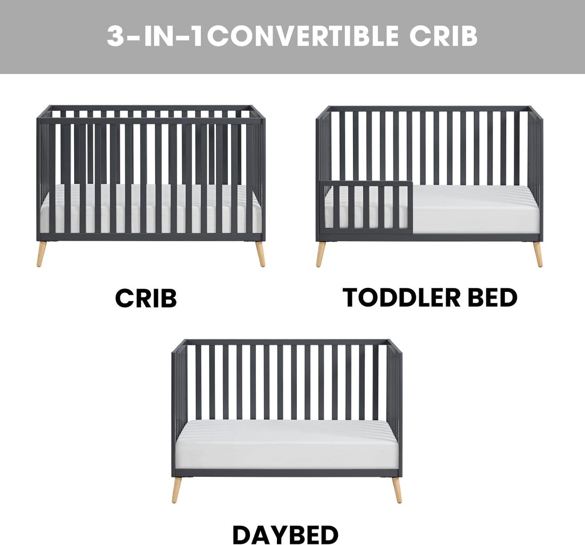 Oxford Baby Cozy Nest Convertible Island Crib, Midnight Slate/Natural