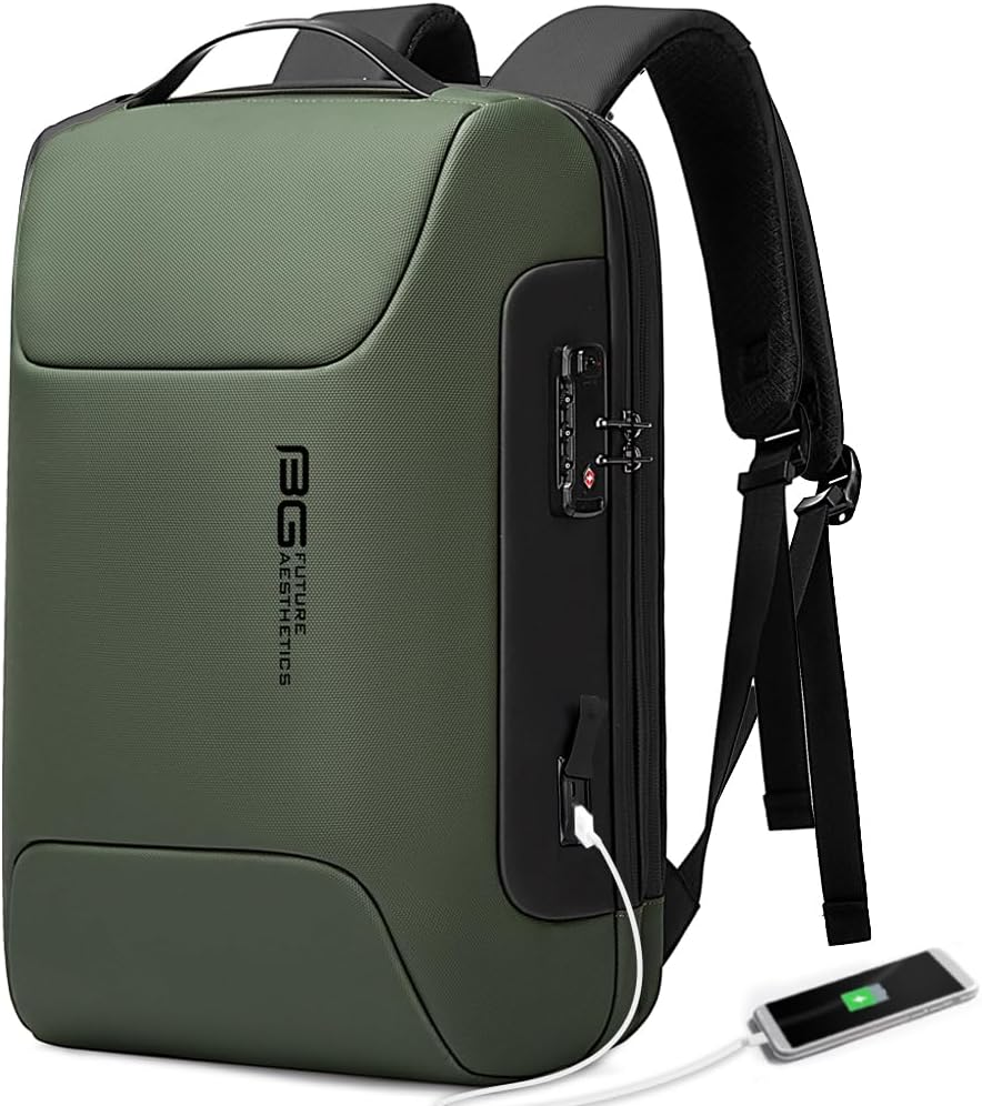 BANGE 15.6INCH Slim Laptop Backpack，Office Business Laptop with Lock, Anti Theft Travel Backpack with USB3.0 Charging Port for Men and Women…