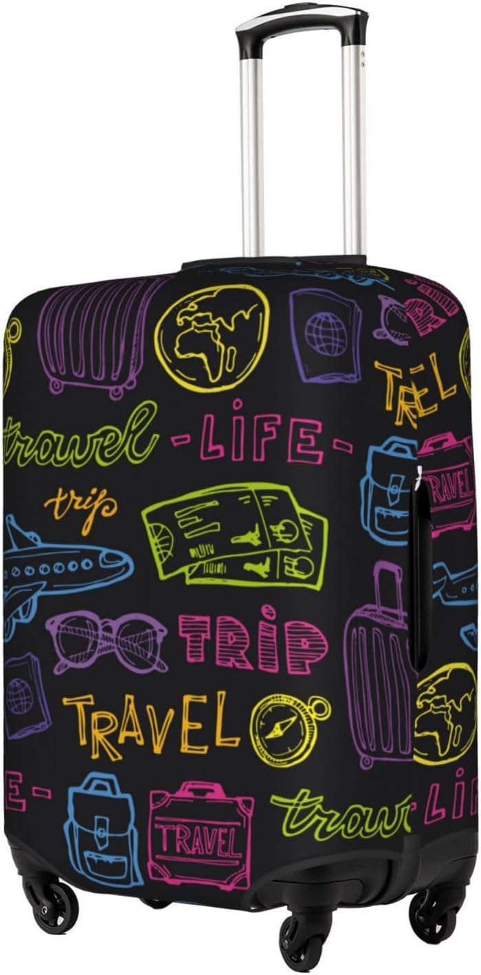 Trip Colored Graffiti Travel-Life Style Luggage Cover Washable Suitcase Protector, Luggage Tag Travel Birthday Gifts For Men Women(XL 29-32 Inch Luggage)
