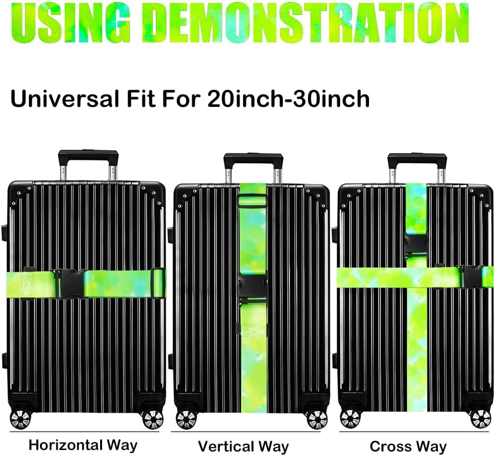 Luggage Straps for Suitcases TSA Approved-2 Pack Bright Personalized Luggage Belt Strap for Suitcase/Carry On Bag Luggage Accessories for Travel (Watercolor-Green)