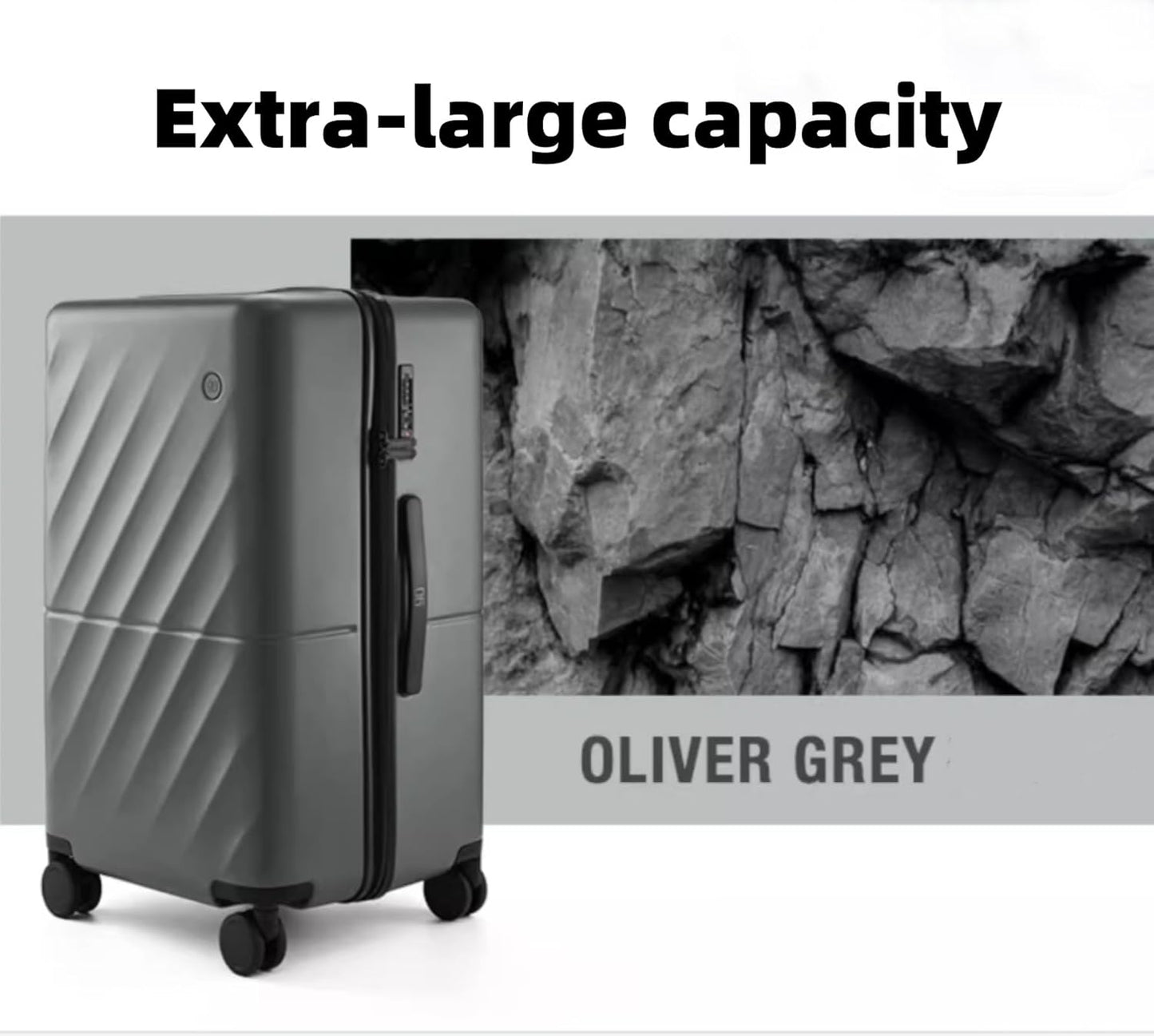 Trunk Luggage 24 Inch, Medium Checked Luggage with Double Spinner Wheels, Anti-Burst Zipper, Hard Case PC Suitcase, Lightweight Travel Luggage, TSA Approved (Slate Grey, Hudson)