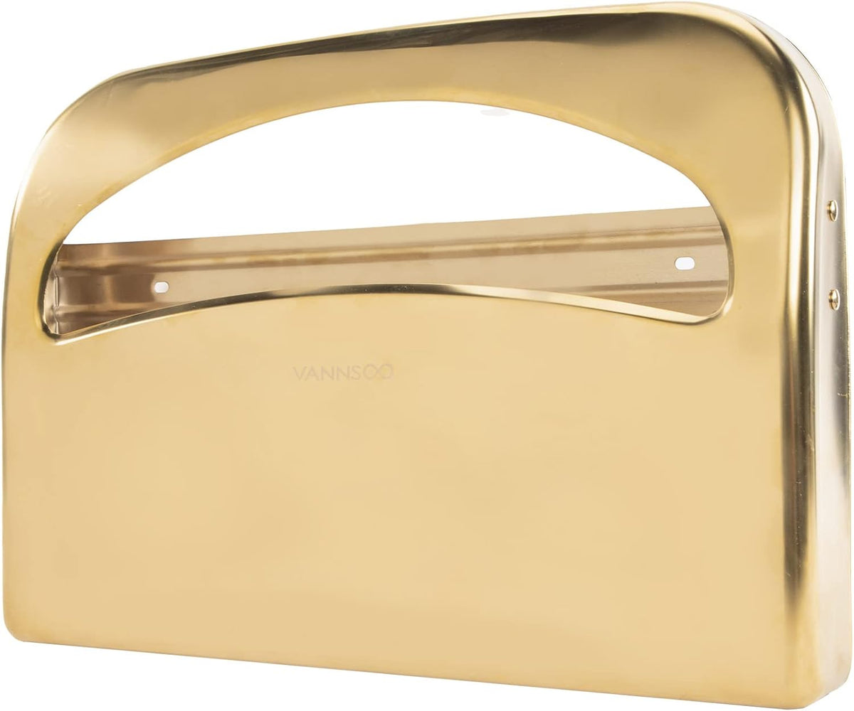 Toilet Seat Cover Dispenser - Stainless Steel Wall Mount Toilet Seat Cover Holder for Commercial Bathroom, 250 Single or Half Fold Seat Covers Capacity (Gold)