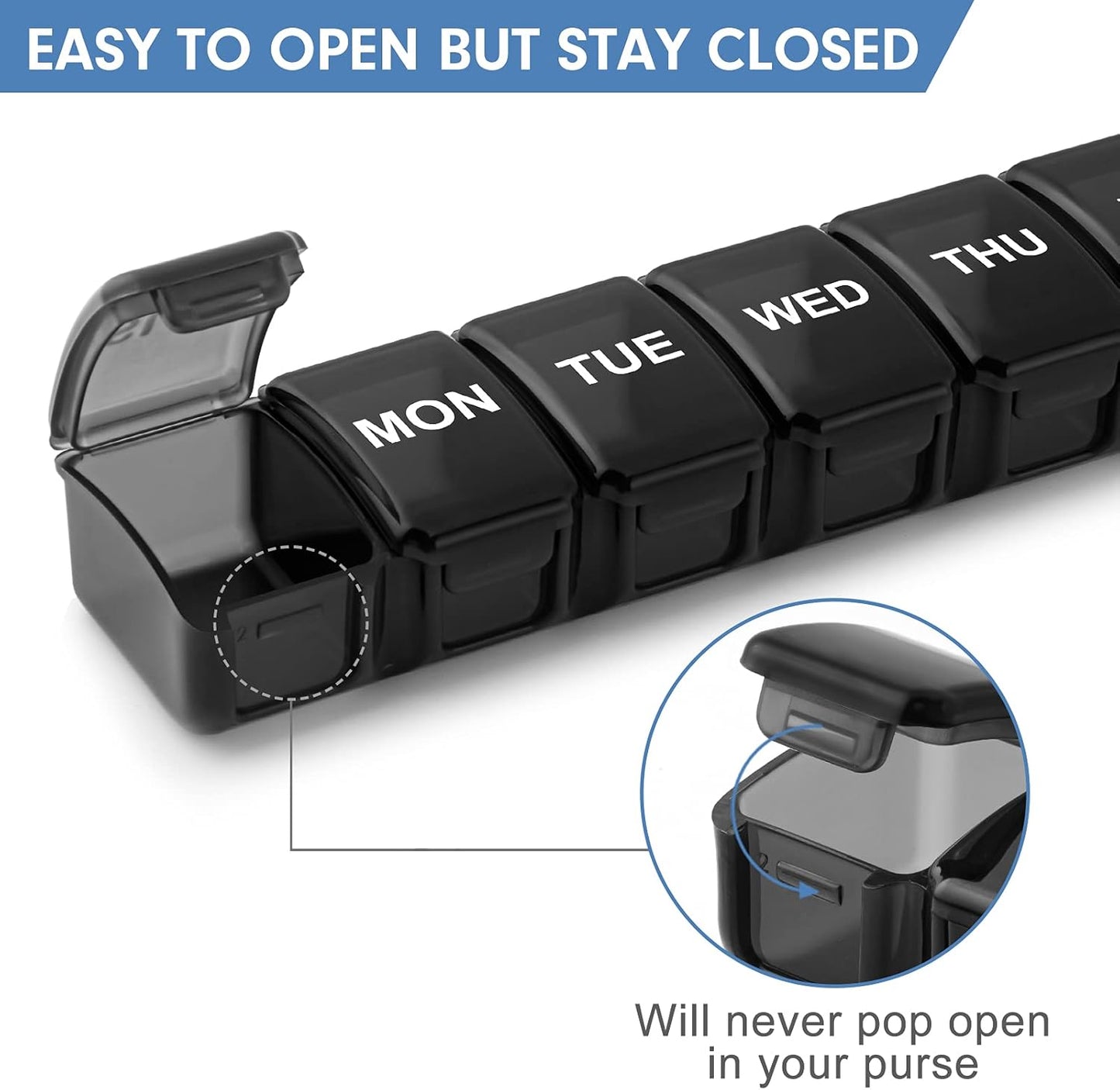 Small Pill Organizer 2 Times a Day, 2 Pack 7 Day Pill Box 1 Time a Day, Travel Friendly Day Night Vitamin Organizer, Weekly AM PM Pill Case Container
