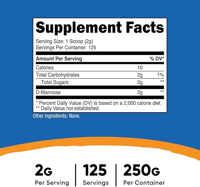 Nutricost D-Mannose Powder 250 Grams - Non-GMO and Gluten Free