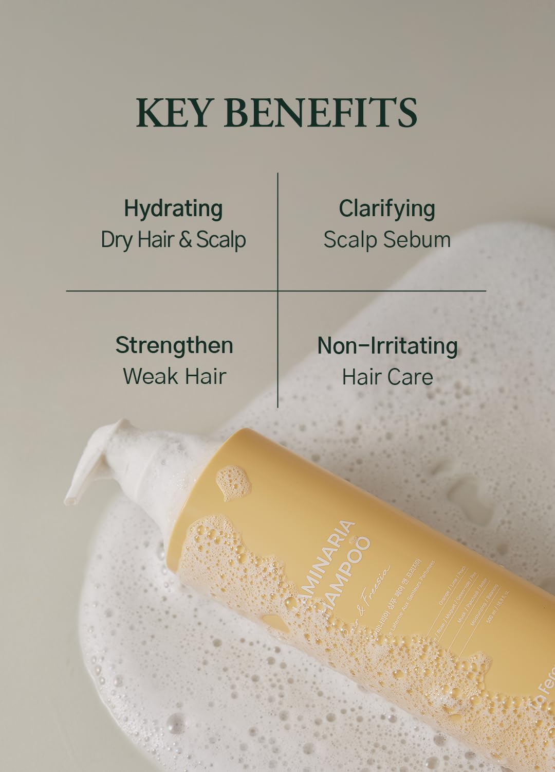laferme Laminaria Shampoo with Organic Ingredient, Korean Clarifying Shampoo, Hydrating for Dry Hair, Strengthening for Weak Hair, Sulfate & Paraben-Free, for Women & Men, 33.8 FL OZ, Pear & Freesia