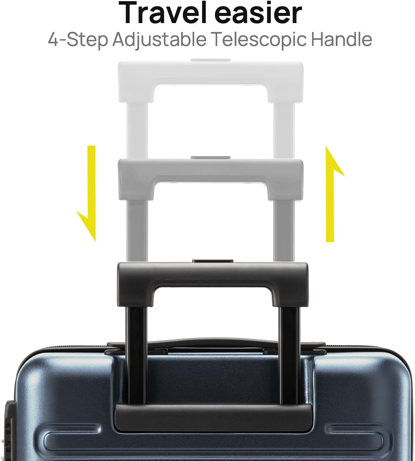 Carry on Luggage 22 X 14 X 9 Airline Approved, 20 Inch Luggage for 3-5 Days Travel, Double Spinner Wheels, 100% Hardshell PC, TSA Lock (09-Grey, Checked 24-Inch)