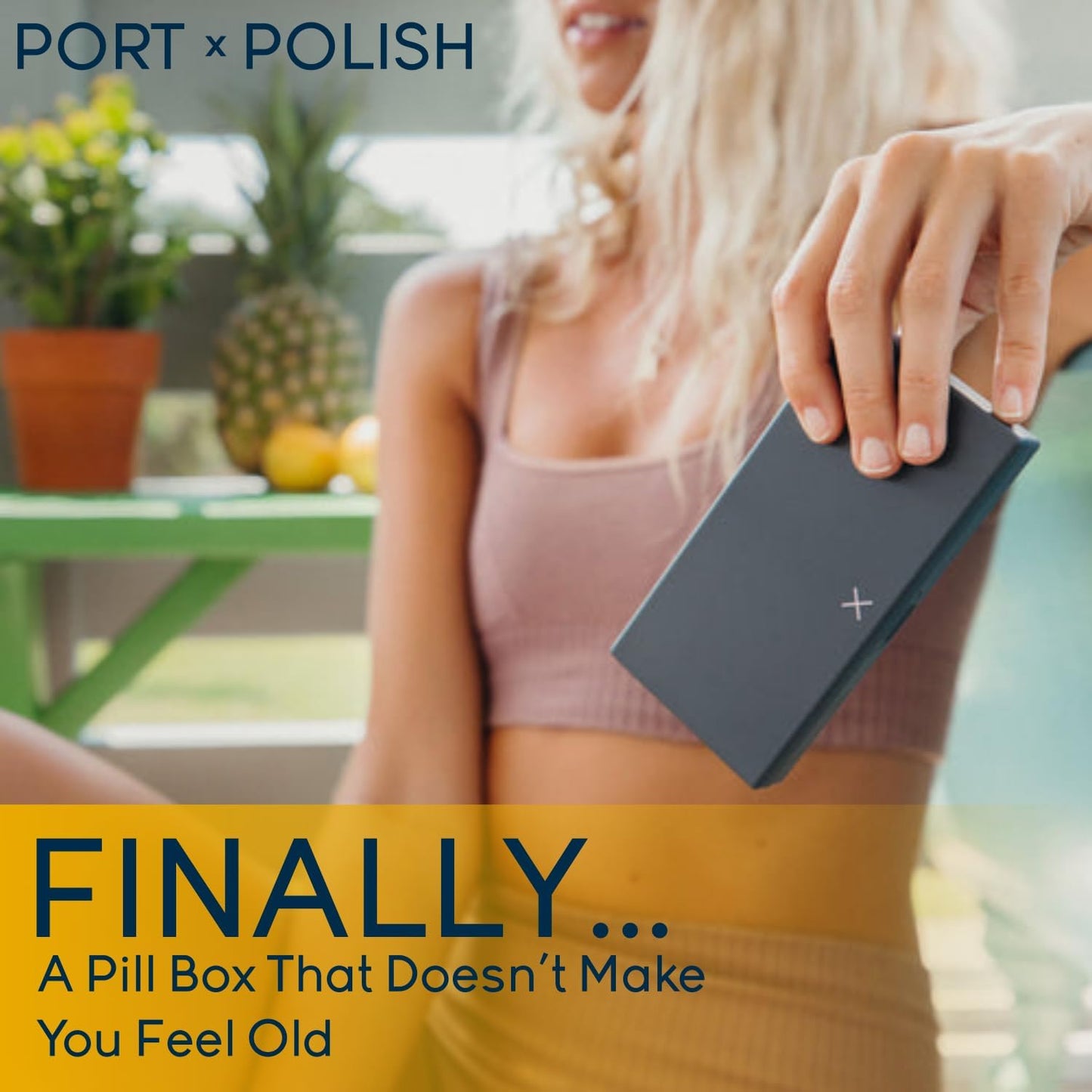 PORT X POLISH Designer Weekly Pill Box Organizer (AM/PM 2X Daily, Crisp White) | Compact, Stylish 7-Day Vitamin Supplement Case | Cute Portable Mini Travel Medicine Carrier | BPA-Free Pillbox Caddy