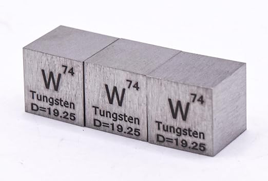 0.39" 10mm Tungsten Wolfram Metal Cube W up to 99.9% Pure Periodic Table Element Engraved Density Collection Science Education Display Block Cube + Acrylic Case Box - 1PC