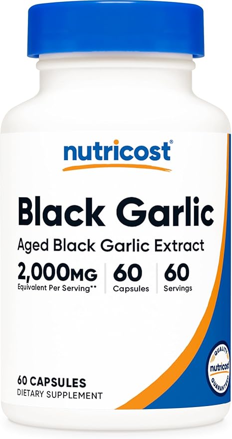 Nutricost Black Garlic (2,000 mg Equivalent) 60 Capsules - Aged Black Garlic Extract