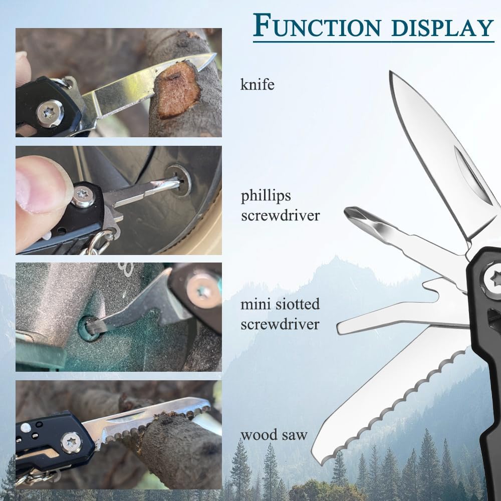 MINI Multitool Pliers, Birthday Christmas Gifts for Men Boyfriend Dad Husband Women, Pocket Knife 14-In-1, Rugged and Practical Portable Computer and Bike Gadgets, Black Camping and Survival Tools