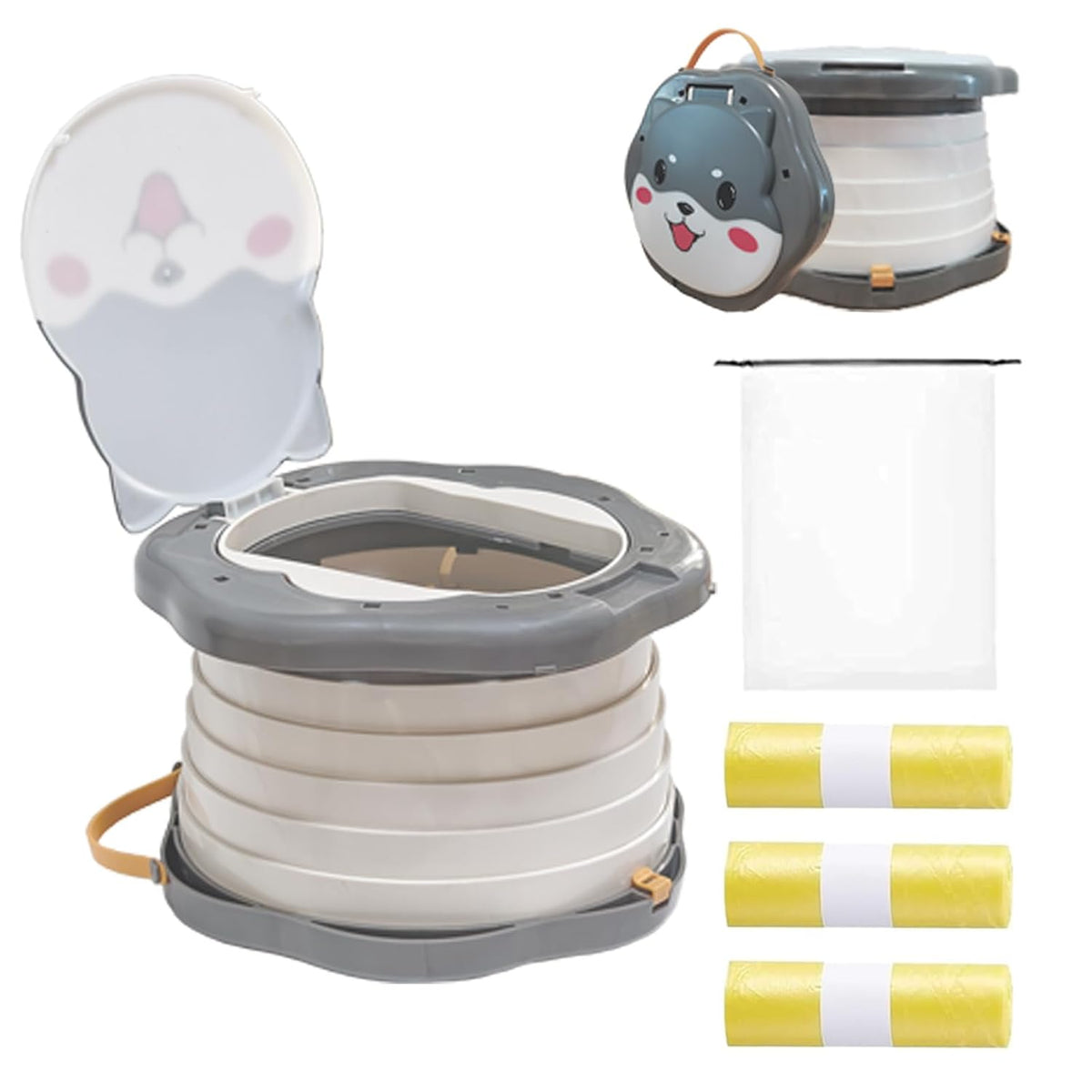 SunnySmile Toddler Travel Potty,Kids Portable Potty,Applicable to Travel,Camping, Outdoor, Indoor,with 45 Potty Bags,Cartoon Design, Children Will Like it More