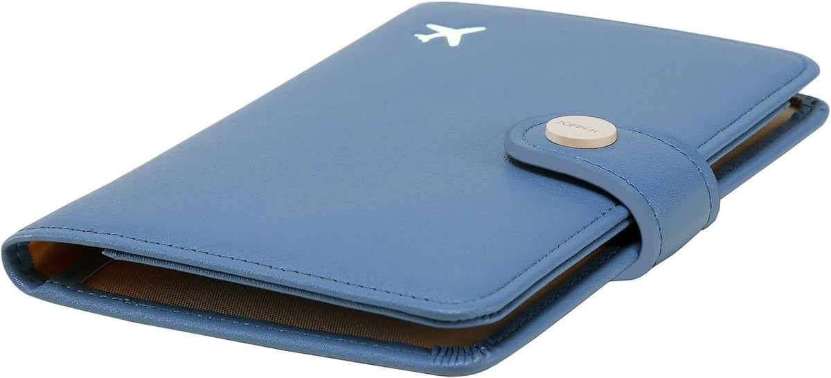 ZOPPEN Passport Holder Women, Passport Cover Travel Wallet Rfid Blocking Passport Wallet Cover Case Travel Essentials Document Organizer, Denim Blue