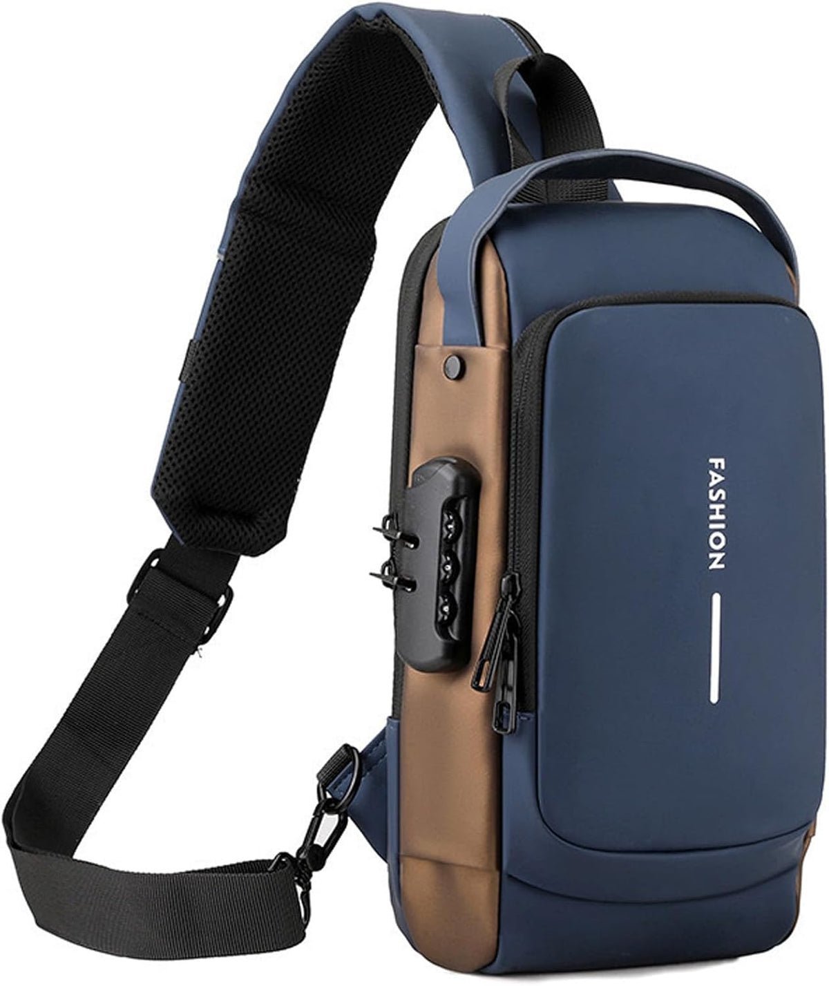 Sling Bag for Men Anti-theft USB Crossbody Shoulder Backpack Purse Waterproof PU Leather Chest Bag Travel Daily Use