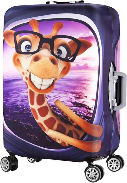 7-Mi 3D Print Design Travel Suitcase Protector Trolley Case Cover 19"-30" Sleeve (S(Fits to 19"-20" Trolley Case), Giraffe(New Version))