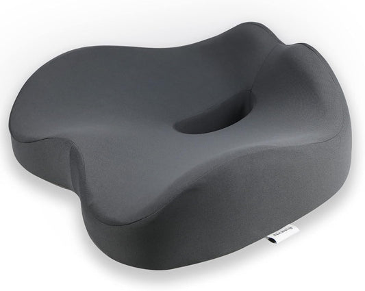 Chair Seat Cushion, Memory Foam Cushions for Office Chair, Car Seat, Airplane, Relieving Pressure Tailbone Sciatica Back Pain for Long Sitting Office Workers, Car Drivers（Grey）