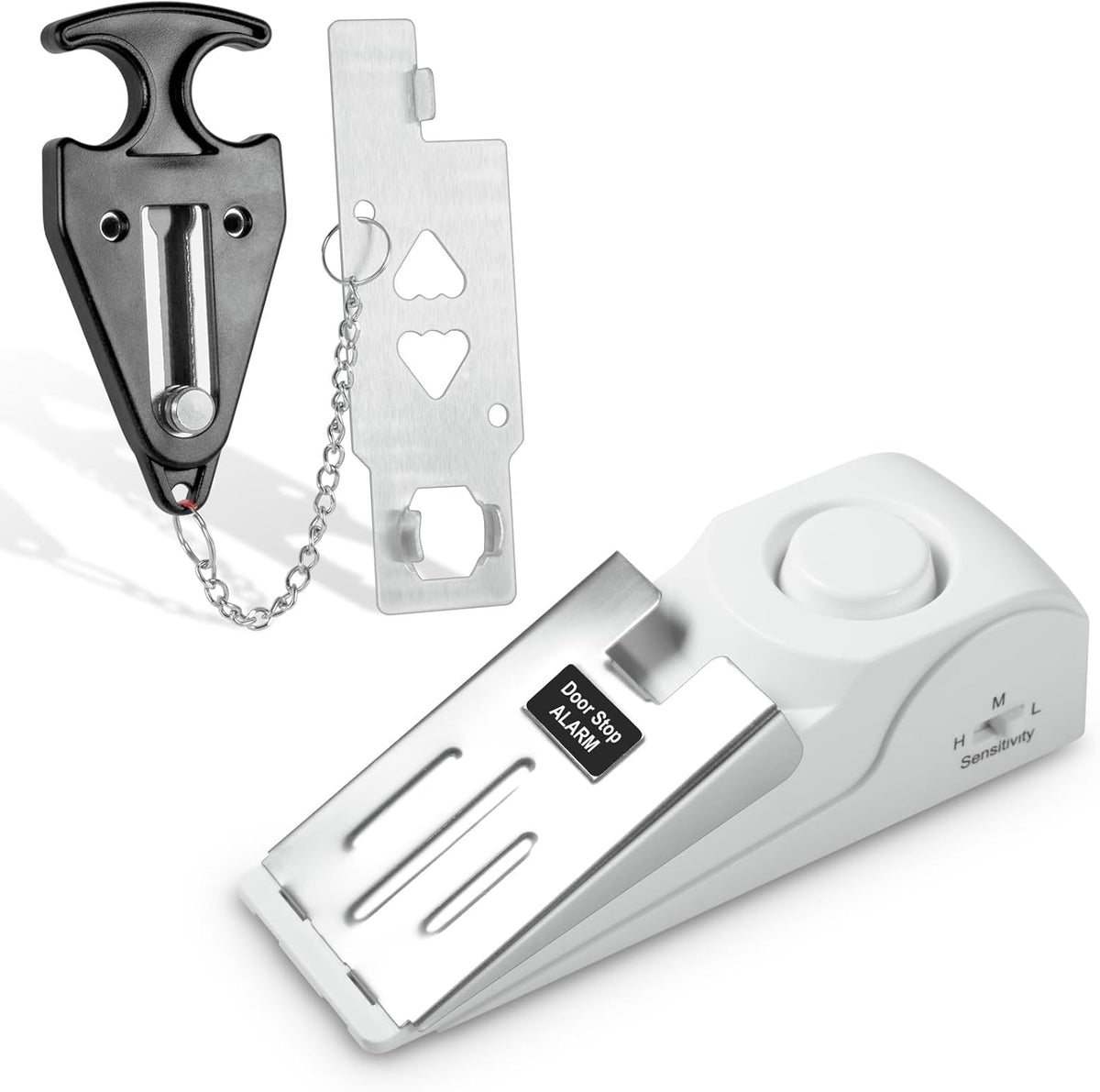 Portable Door Lock Alarm - Dual Protection Security, 120DB Siren, Sturdy Rubber Door Stopper Wedge for Home & Travel
