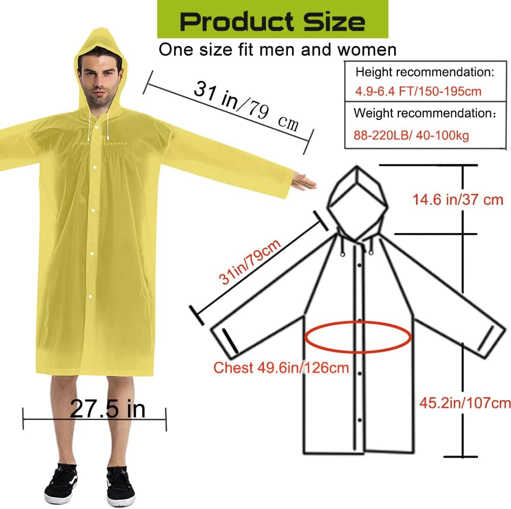 Rain Coats (2 Pack) - Reusable EVA Rain Ponchos for Adults Rain Jackets Raincoats for Men Women