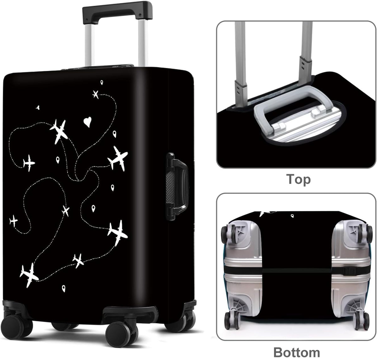 Luggage Cover Washable Suitcase Protector Anti-Scratch,Stretchable Fit for 20-34Inch Luggage Durable Travel Bag Cover with Zipper Closure (Airline, M(fits 24-26Inch suitcase))