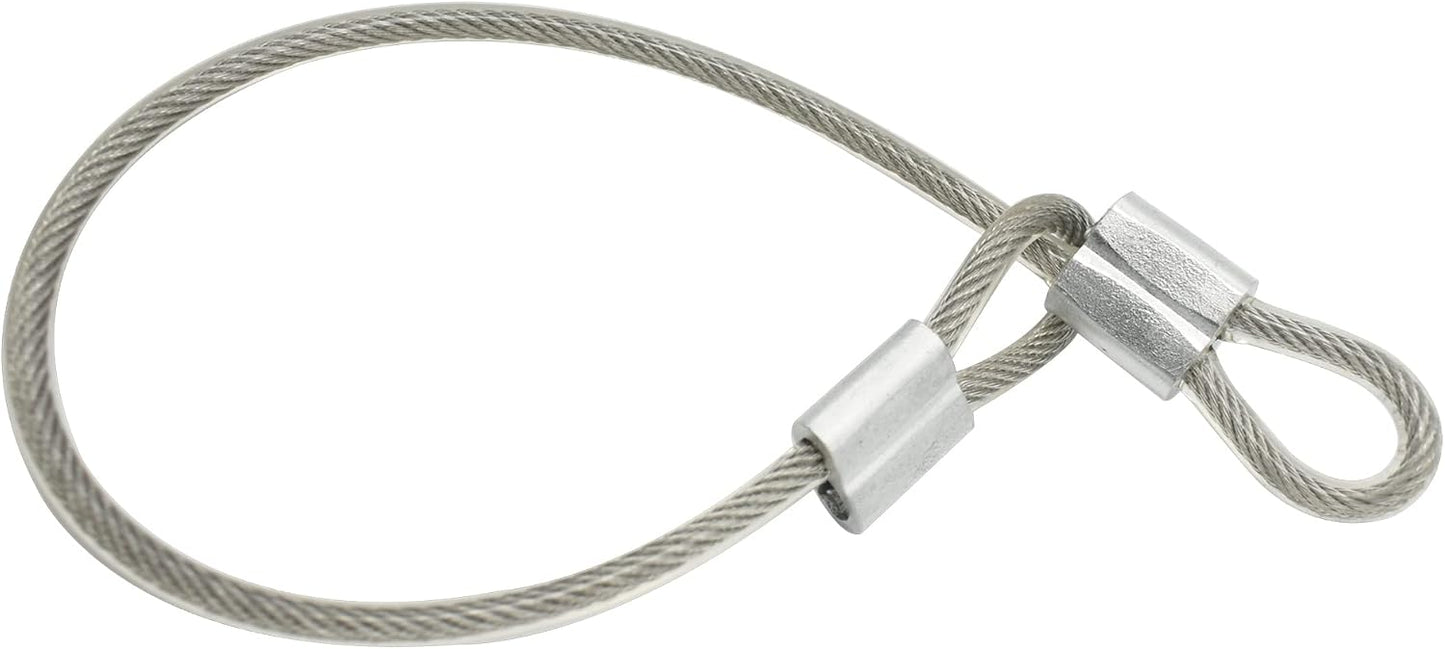 10 Pcs 2mm Wire 24 inch Vinyl Coated Stainless Steel Cable with Loops Short Wire Rope Lanyard Lock Security Chain Link for Outdoor Gates, Clear (2mm x 24inch)