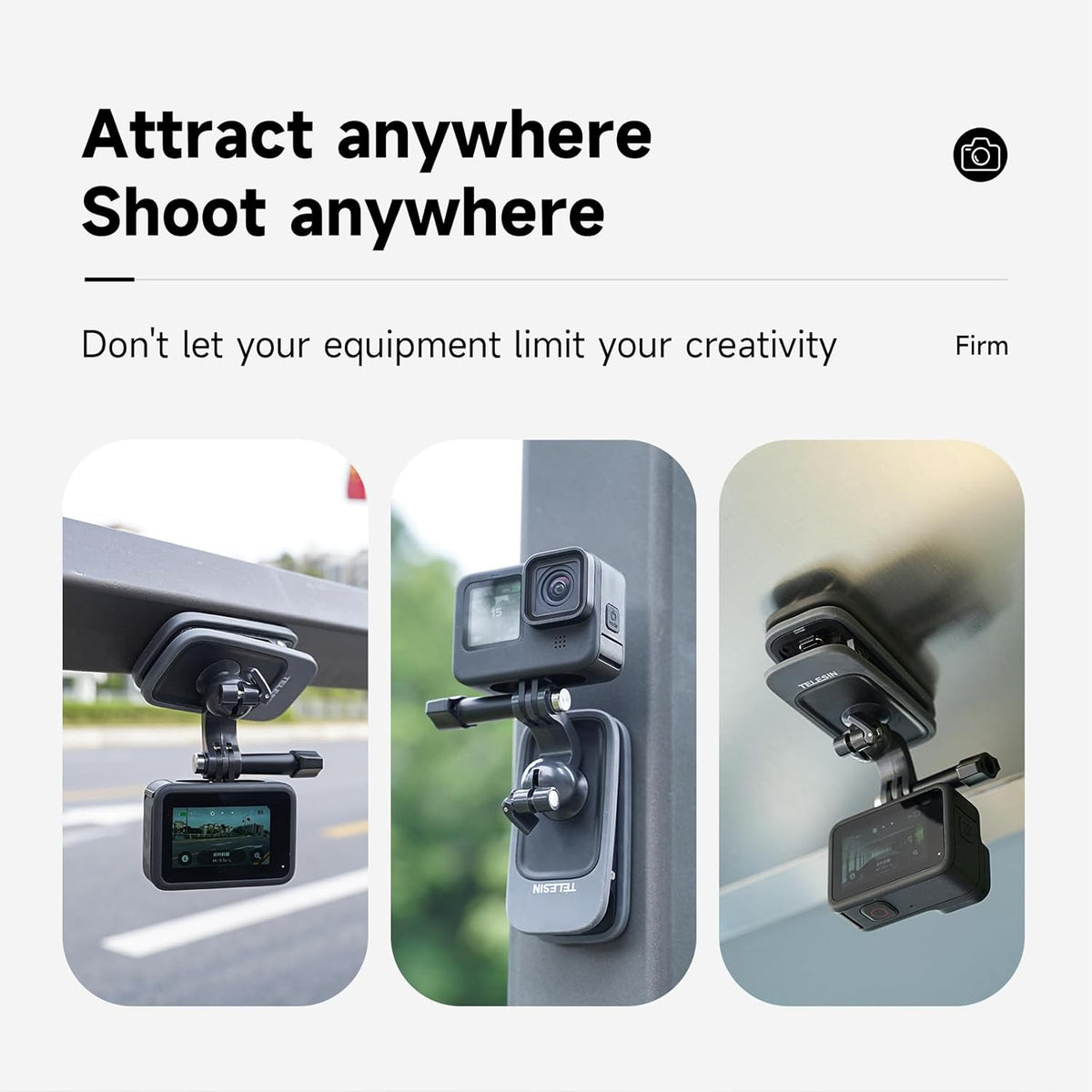 TELESIN Magnetic Mount, 360° Rotating Backpack Clip with Phone Holder for Go Pro iPhone Accessories for Hero 13 12 11 10 Akaso Insta360 X5 X4 X3 Ace Pro 2 DJI Action 5 Pro 4 3 Pocket 3 Bike Motorcycle