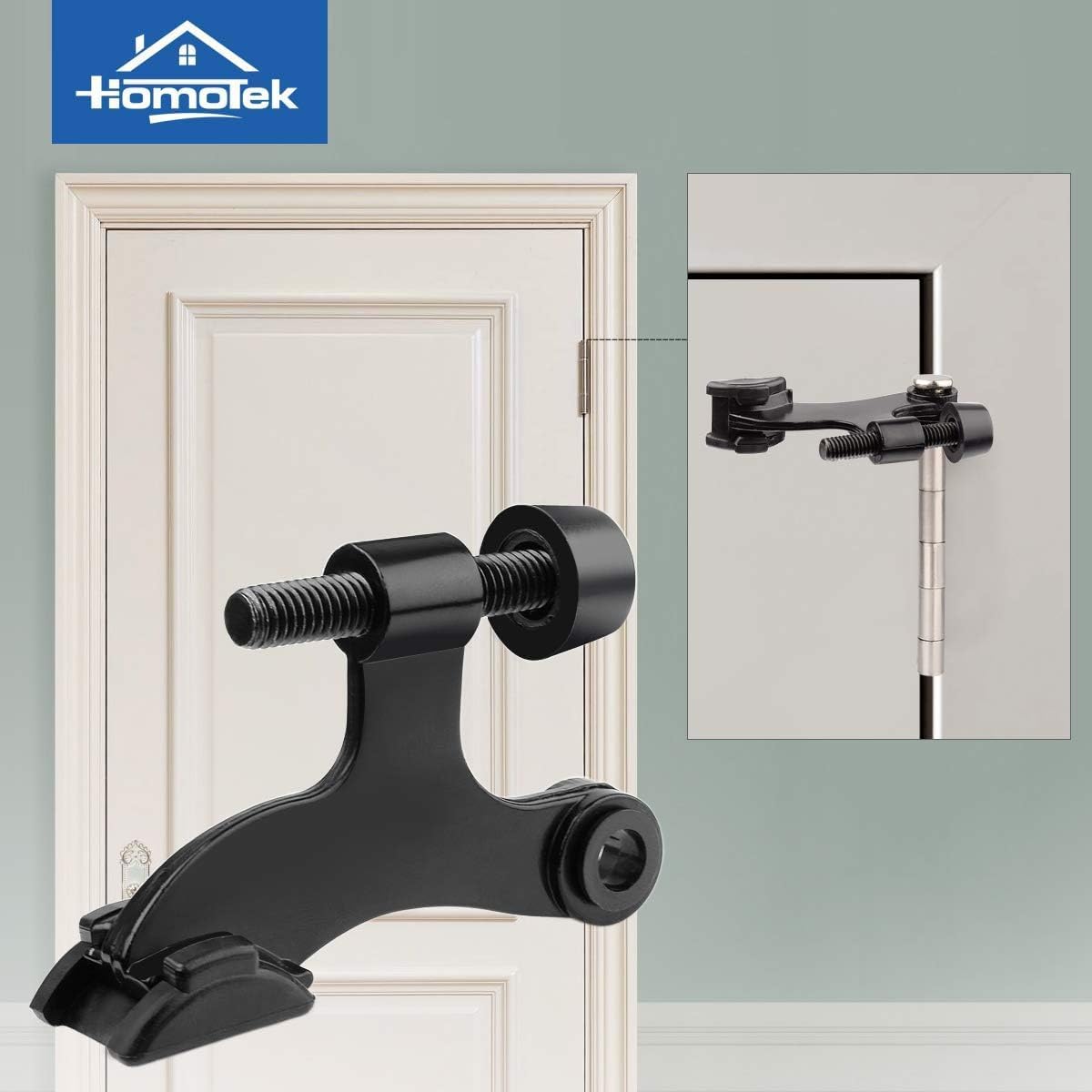 HOMOTEK 36 Pack Hinge Pin Black Door Stopper,Adjustable Deluxe Heavy Duty Door Stopper 2-1/2"x1-3/4”,with Black Rubber Bumper Tips