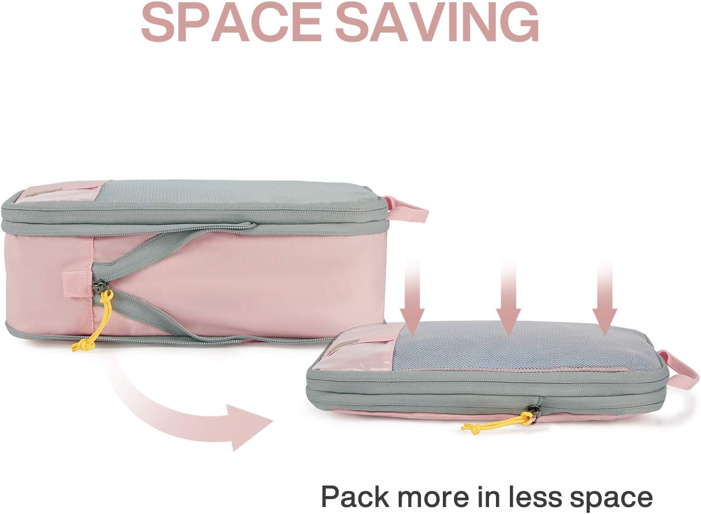BAGSMART 6 Set Compression Packing Cubes - Lightweight Travel Essentials, Durable Luggage Organizer
