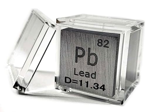 1" 25.4mm Lead Plumbum Metal Cube Pb up to 99.9% Pure Periodic Table Element Engraved Density Collection Science Education Display Block Cube + Acrylic Case Box - 1PC