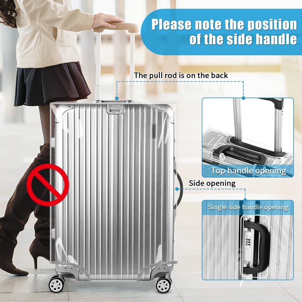 Yotako Clear PVC Suitcase Cover Tough Protector, 32 Inch Luggage Covers for Wheeled Suitcase 32"