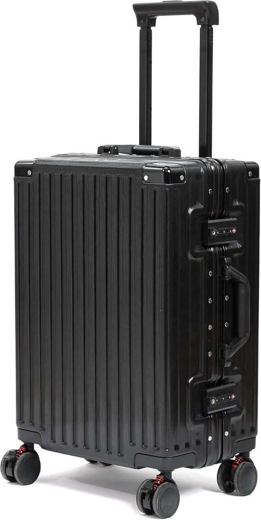 UrbanExporer 26 Inch Hardside Zipperless Luggage with Spinner Wheels, TSA-Approved Lock, Aluminum Frame, Lightweight Checked Suitcase for Travel, Black