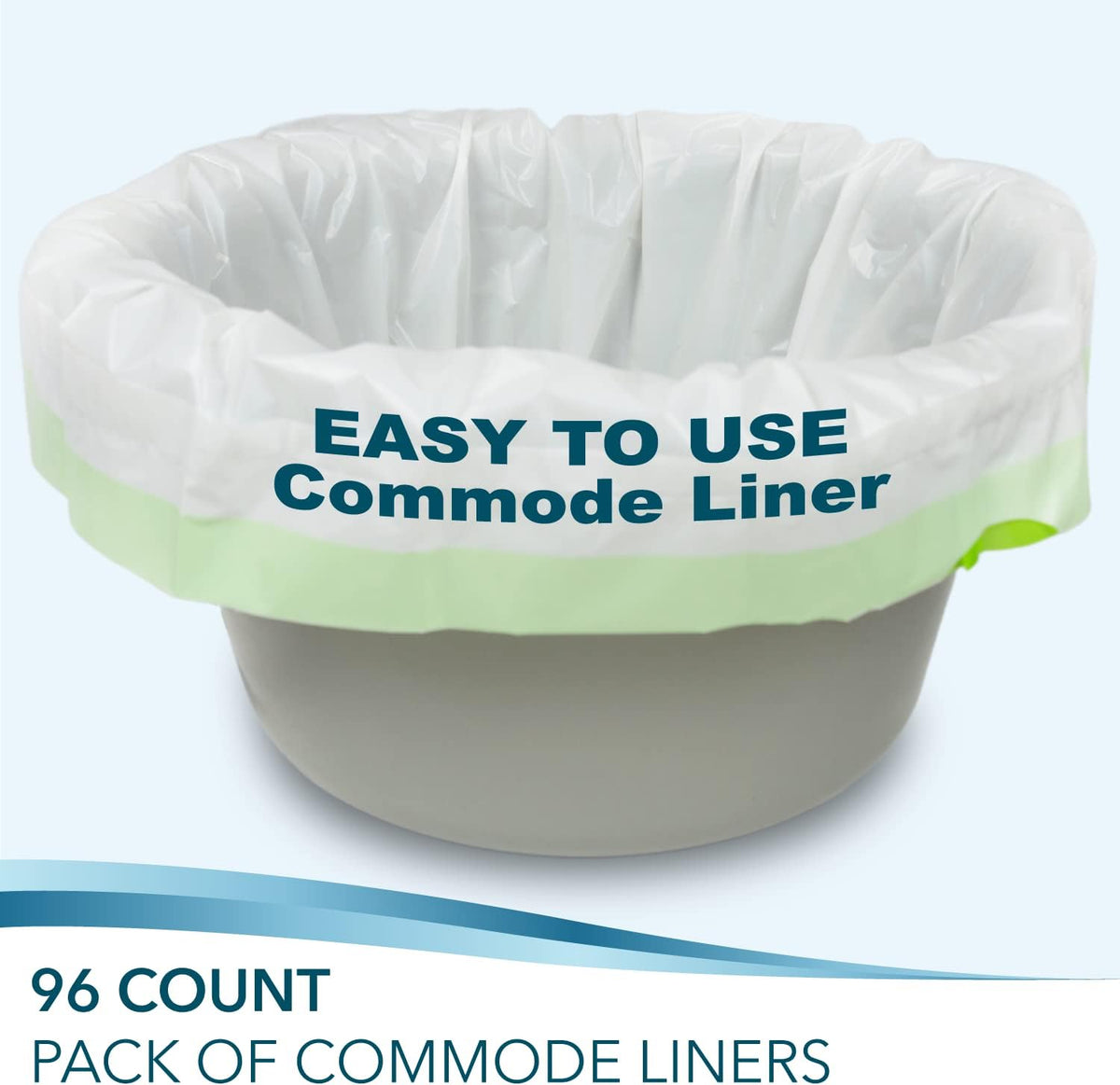 Disposable Bedside Commode Liners for Adult Portable Toilet Chair Seat Bucket and Bedpan | Value Pack of 96 Waste Bags | Universal Fit Liners for Home Medical Care