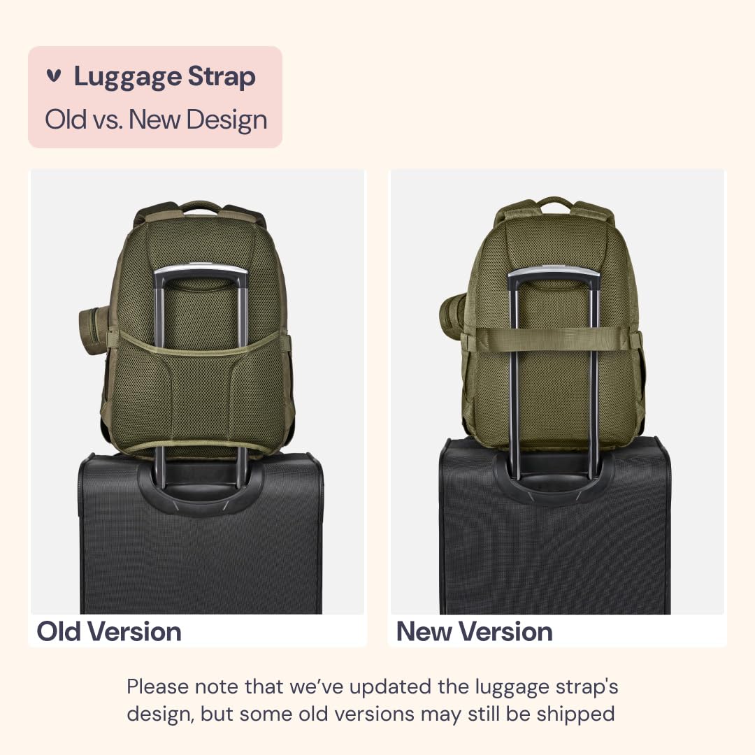 BabbleRoo Diaper Bag Backpack, Travel Backpack with Changing Pad, Pacifier Case & Stroller Straps, Multifunction, Waterproof, Unisex – Army Green