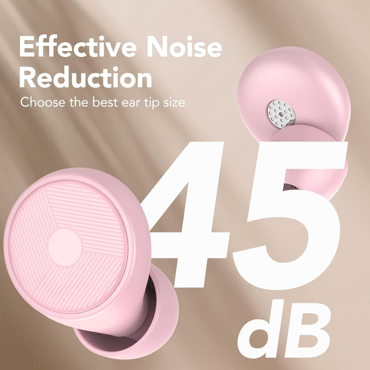 Ear Plugs for Sleeping Noise Cancelling -45dB, Soft and Reusable Silicone Hearing Protection Earplugs with 8 Eartips and Carrying Case, for Sleeping, Concert, Working, Studying, Traveling (Pink)