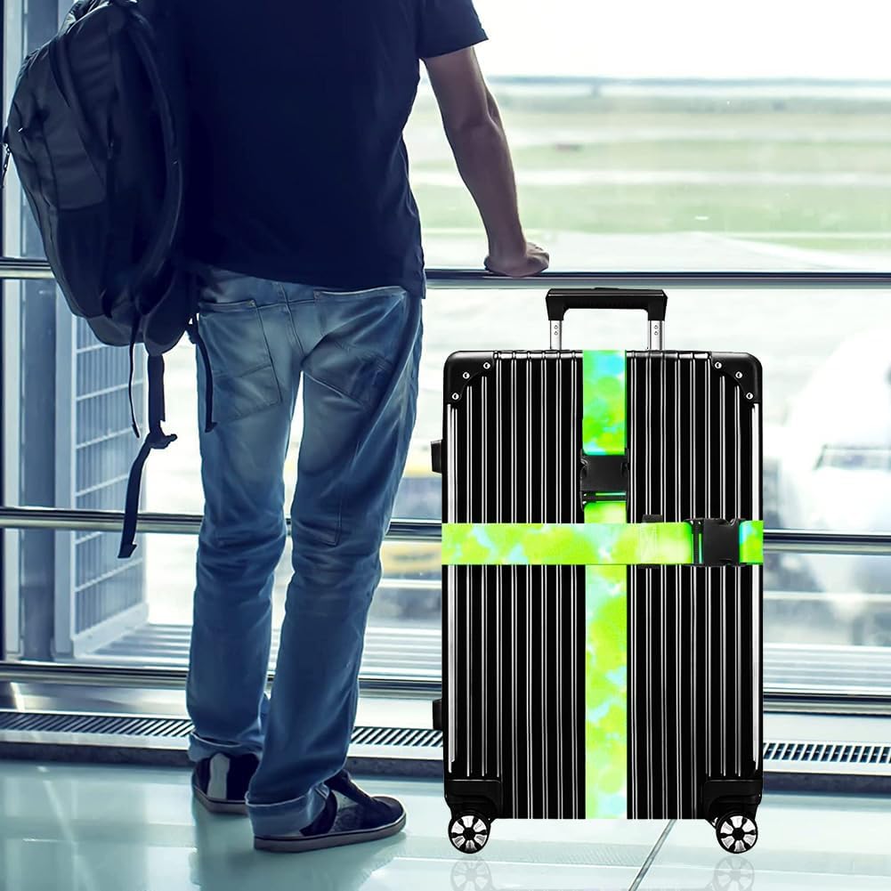 Luggage Straps for Suitcases TSA Approved-2 Pack Bright Personalized Luggage Belt Strap for Suitcase/Carry On Bag Luggage Accessories for Travel (Watercolor-Green)