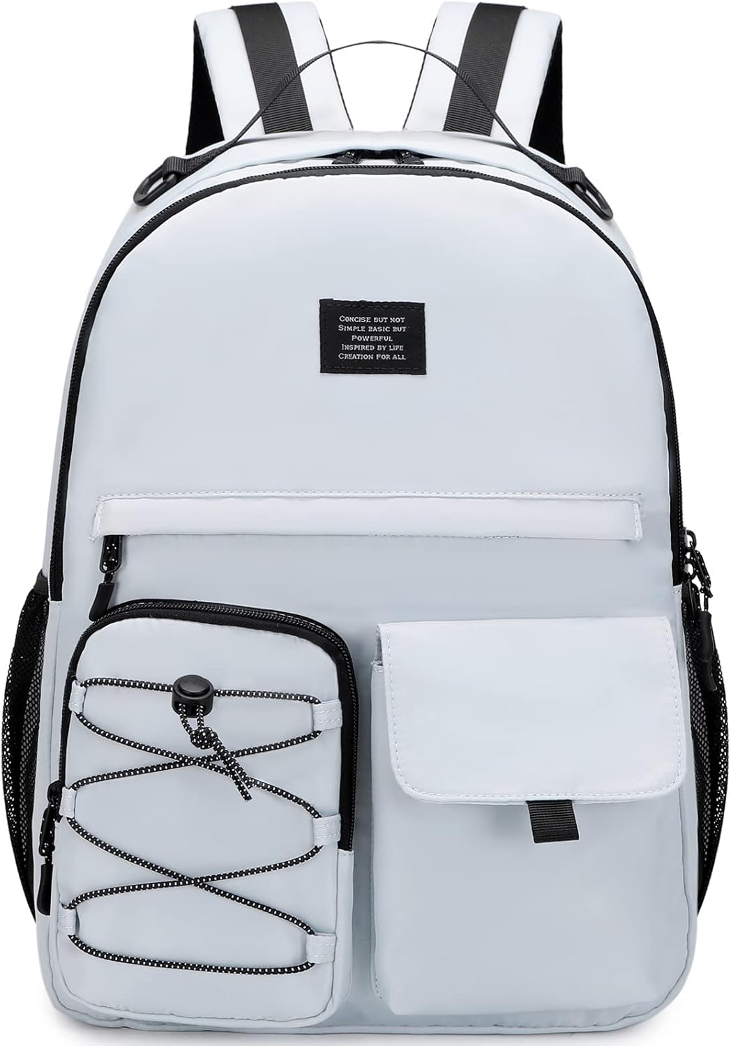Lohol Casual Backpack for Teen Boys Girls, Water Resistant Daypack with Anti Theft Pocket for Travel School (Grey)