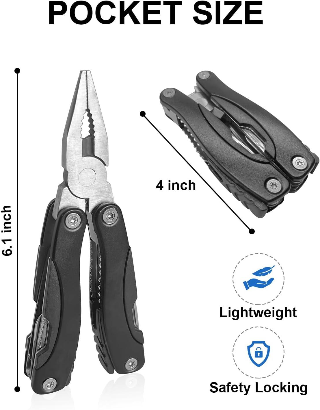 UNOONE 11-in-1 Multitool Pliers - Stainless Steel Pocket Knife with Pliers, Screwdriver & Bottle Opener - Aluminum Handle EDC Knives for Survival, Camping, Hunting, Hiking - Gift for Men Women (Blue)
