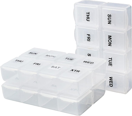 Serfeymi Weekly Pill Organizer 3 Pack Medicine Organizer Travel Pill Box 7 Day Pill Case for Purse Pill Container Pill Holder Daily Pill Boxes Organizer for Medication, Vitamin, Supplement