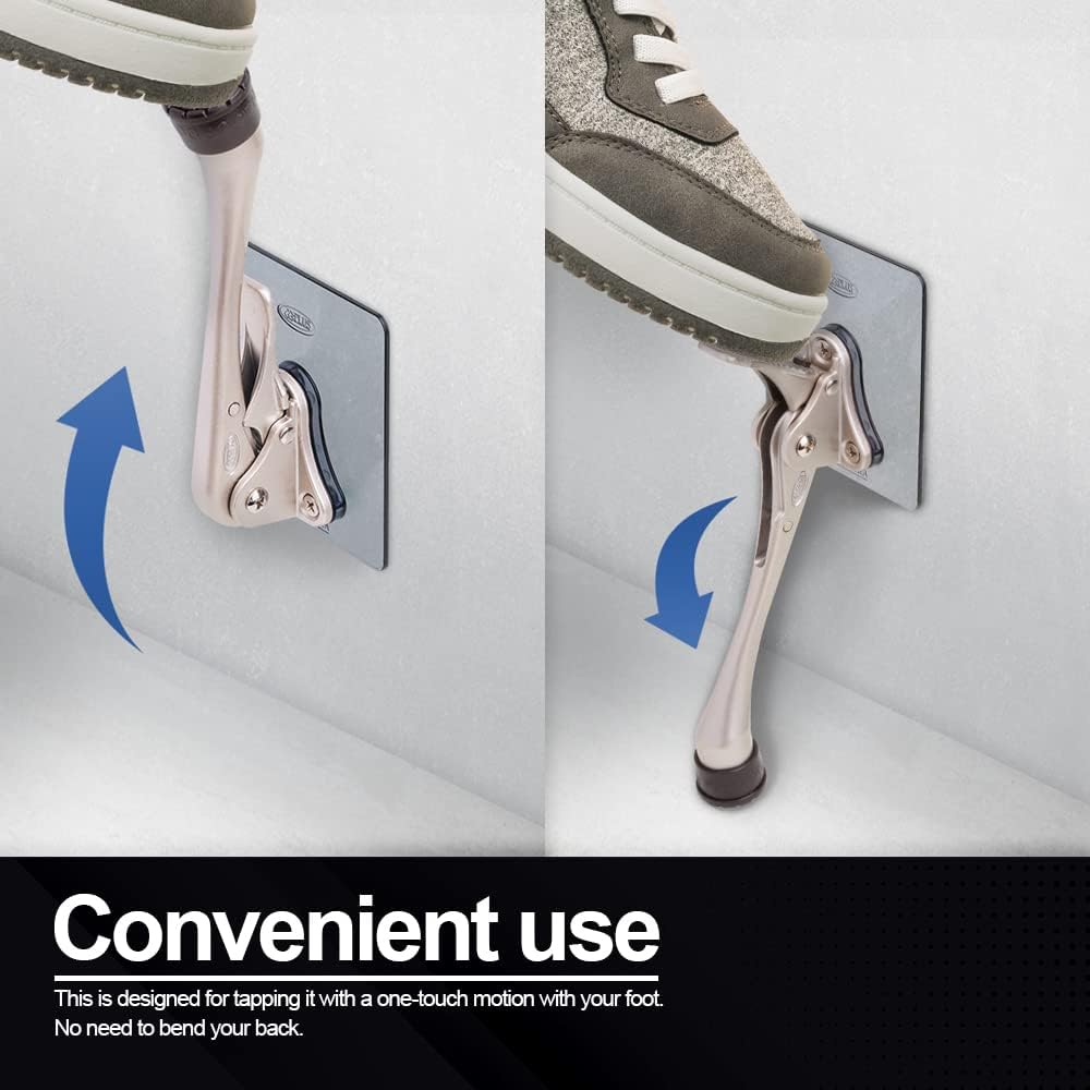 One-Touch Doorstop Adhesive Bracket (Satin Nickel, 6inch x 2pack)