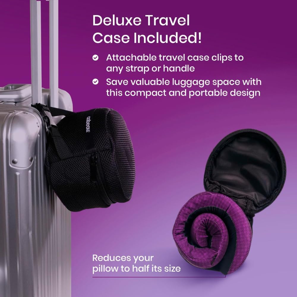 Cabeau Long Haul Flight Cooling Travel Neck Pillow – Evolution Cool – Supportive Memory Foam with Airflow Vents – Compact with Carrying Case (Red)
