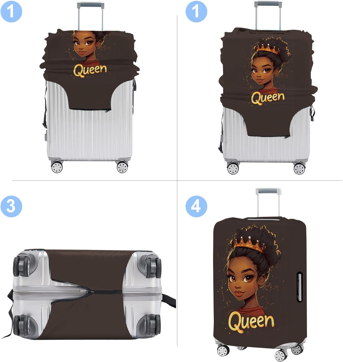Luggage Cover Washable Suitcase Protector Anti-scratch Suitcase cover Fits 20-34 Inch Luggage (Girl-5, M(24-26inch suitcase))