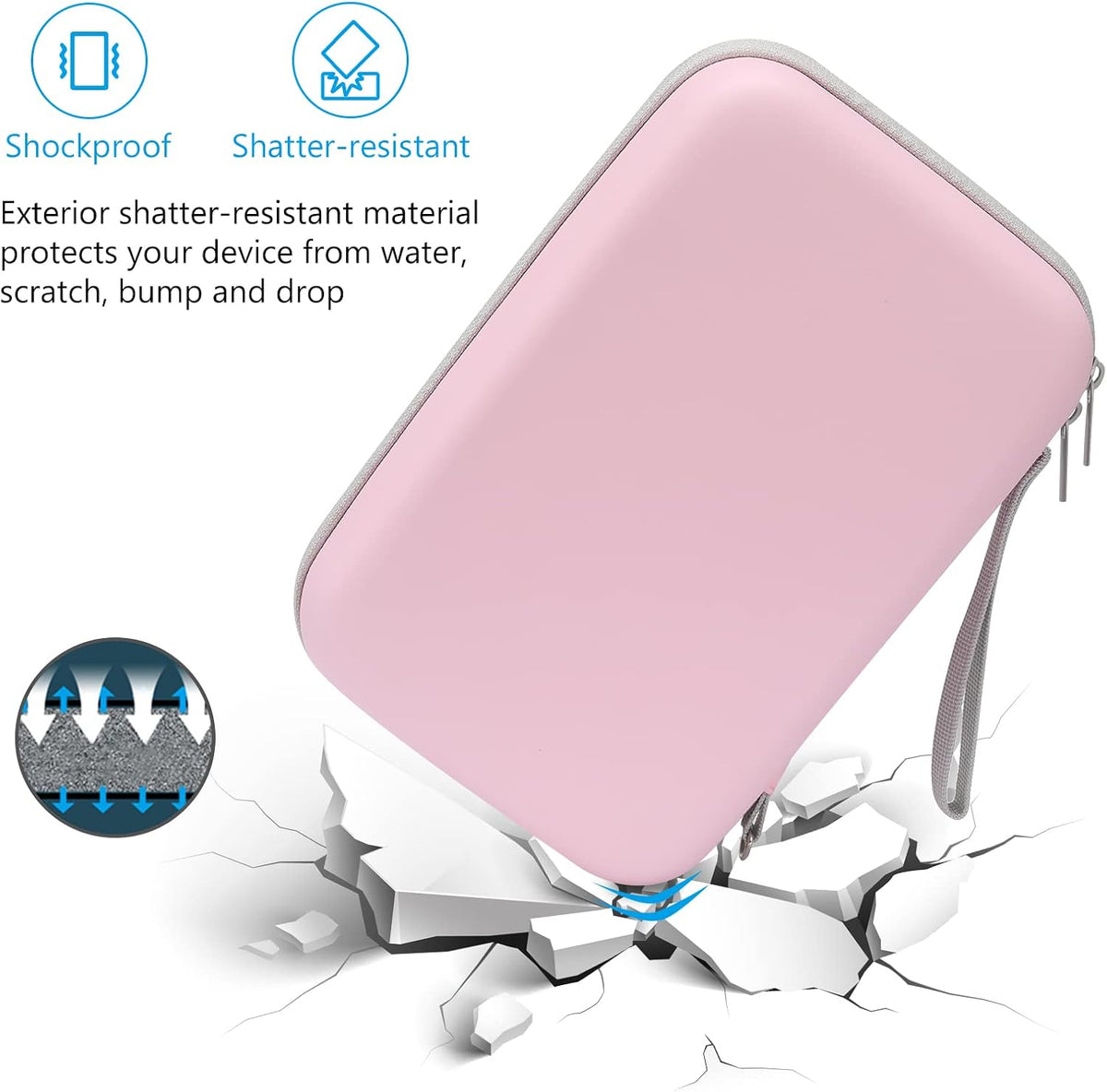 ProCase Hard Travel Electronic Organizer Case for MacBook Power Adapter Chargers Cables Power Bank Apple Magic Mouse Apple Pencil USB Flash Disk SD Card Small Portable Accessories Bag