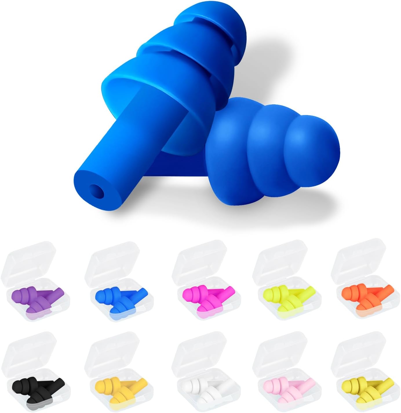 200 Pairs Ear Plugs for Sleeping Noise Cancelling, Reusable Silicone Sound Blocking Earplugs, Waterproof Noise Reduction Ear Plugs for Shooting, Swimming, Concerts, Snoring
