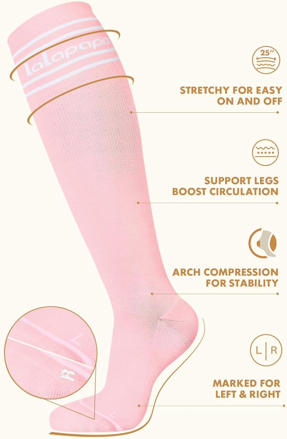 Thick Soft Cotton Compression Socks for Women Men 15-20mmHg Knee High Breathable Cotton Socks for All Day Comfort