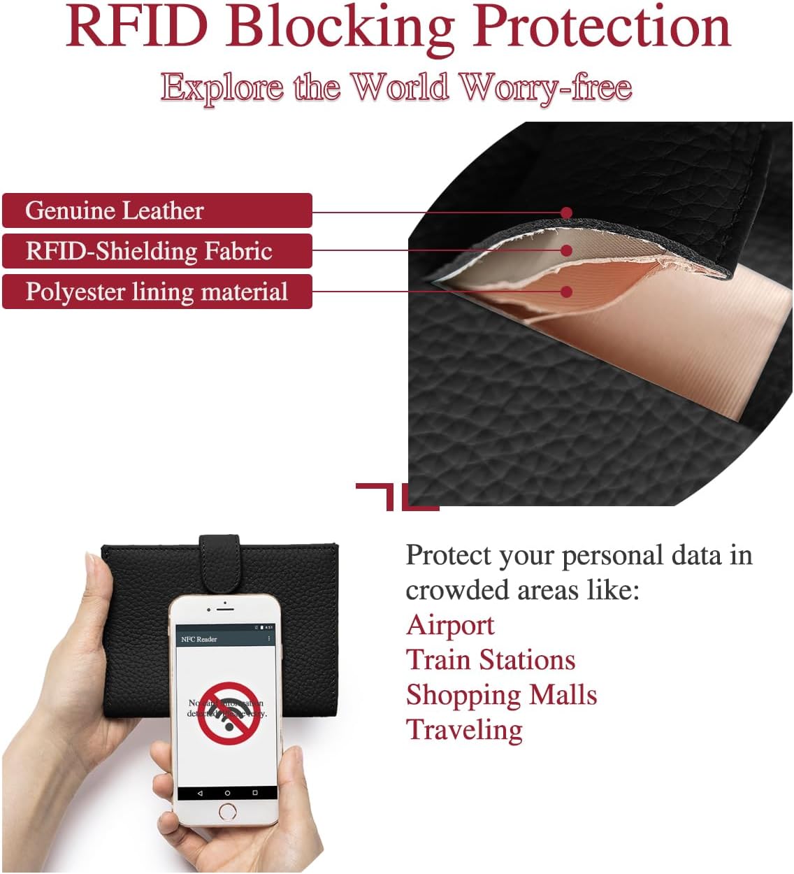 RFID Slim Passport Holder for Travel – Leather Passport Wallet for Women & Men with Card Slots, Zippered Coin Pocket, SIM Card Slot – Travel Passport Cover Case (Black)