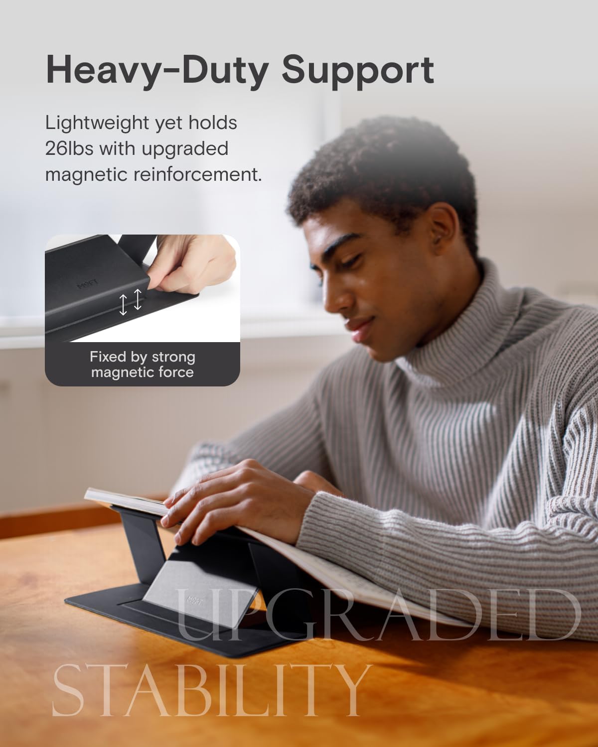 MOFT Invisible Laptop Stand for Desk, Stick-Free Tablet and Computer Stand with Dual-Angle, Foldable&Portable Laptop Riser Holder, Fits 7-11" Tablets&11-14" Laptops, Jet Black (Non-Adhesive Version)